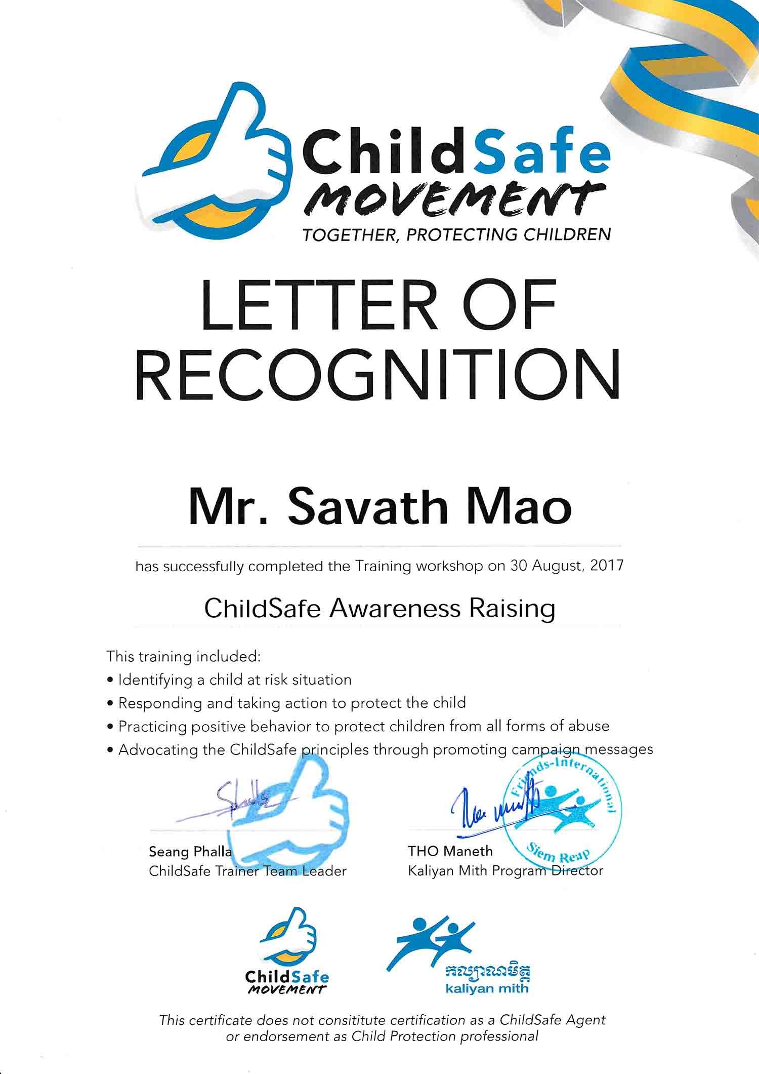 Photo of Serva Travel ChildSafe Certification
